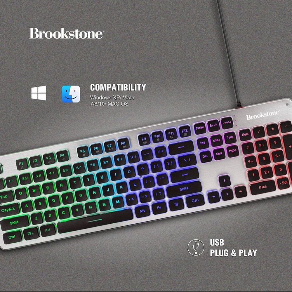 Brookstone USB Wired Gaming Keyboard with Multi-Color LED Backlit Keys - Picture 3 of 3